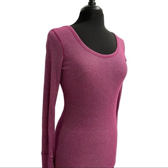 Victoria’s Secret Ribbed Purple Metallic Top Sz L - Picture 5 of 12
